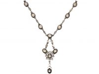 Edwardian Silver, Pink and White Paste Necklace