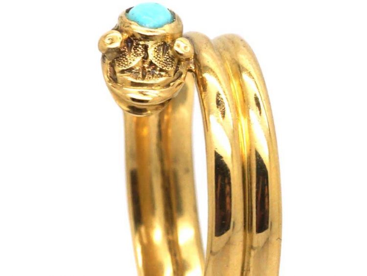 Victorian 18ct Gold Snake Ring set with Turquoise