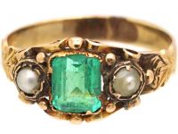 Victorian 18ct Gold, Emerald, Pearl and Diamond Ring
