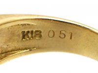 French 18ct Gold Emerald and Diamond Buckle Ring