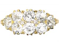 Edwardian 18ct Gold Boat Shaped Ring set with Old Mine Cut Diamonds