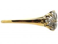 Edwardian 18ct Gold Boat Shaped Ring set with Old Mine Cut Diamonds