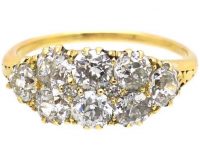 Edwardian 18ct Gold Boat Shaped Ring set with Old Mine Cut Diamonds