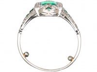 Art Deco Platinum, Emerald & Diamond Ring