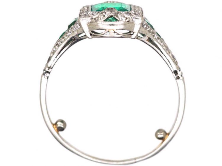 Art Deco Platinum, Emerald & Diamond Ring