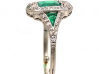 Art Deco Platinum, Emerald & Diamond Ring