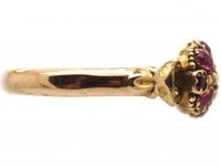 Early Victorian 15ct Gold, Ruby & Diamond Cluster Ring