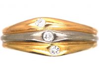 18ct Gold Three Colour Gold Ring set with Diamonds by Cartier