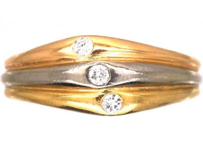 18ct Gold Three Colour Gold Ring set with Diamonds by Cartier