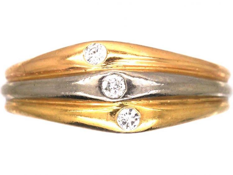 18ct Gold Three Colour Gold Ring set with Diamonds by Cartier