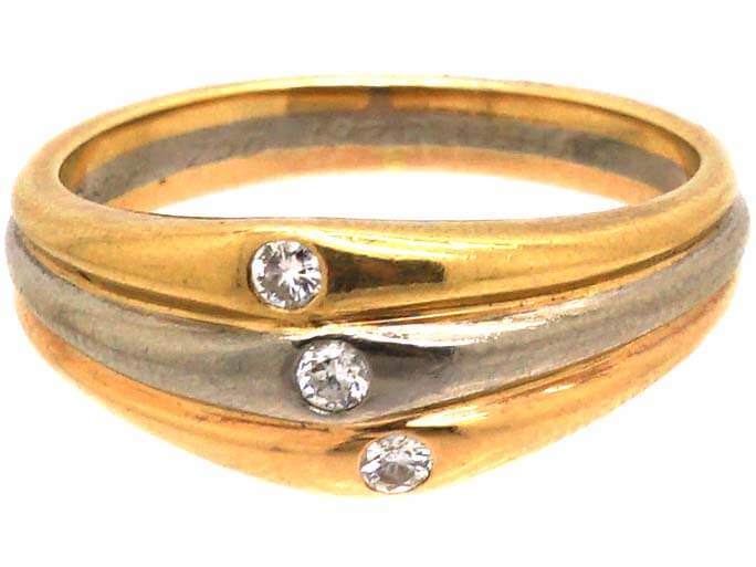 18ct Gold Three Colour Gold Ring set with Diamonds by Cartier