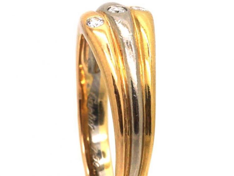 18ct Gold Three Colour Gold Ring set with Diamonds by Cartier