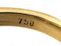 Victorian 18ct Gold, Emerald & Diamond Carved Half Hoop Five Stone Ring