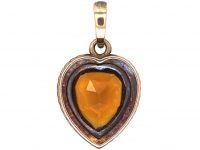 Edwardian 15ct Citrine and Rose Diamond Heart Pendant