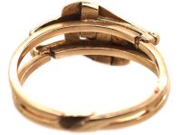 Victorian 18ct Gold Puzzle Double Snake Ring set with Turquoise & Garnets