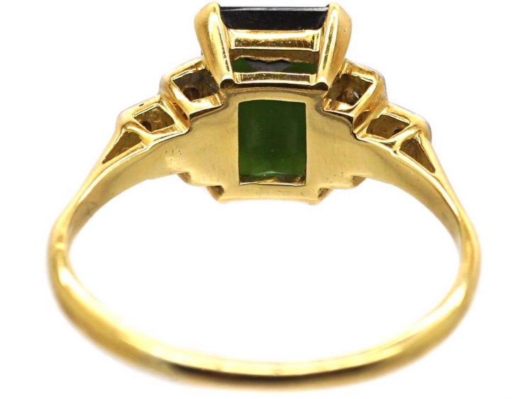 18ct Gold, Green Tourmaline & Diamond Ring by Cropp & Farr