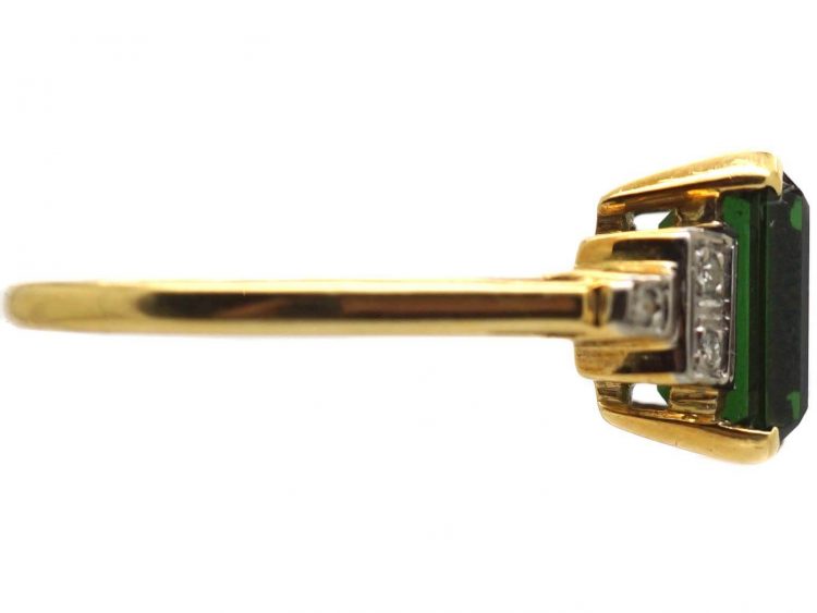 18ct Gold, Green Tourmaline & Diamond Ring by Cropp & Farr
