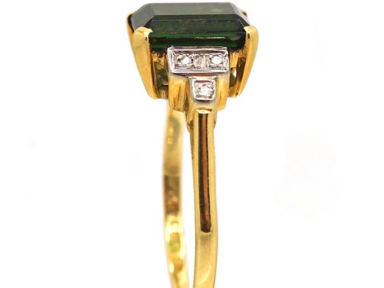 18ct Gold, Green Tourmaline & Diamond Ring by Cropp & Farr