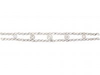 French Belle Epoque Platinum, Diamond Two Line Bracelet with Diamonds In Between