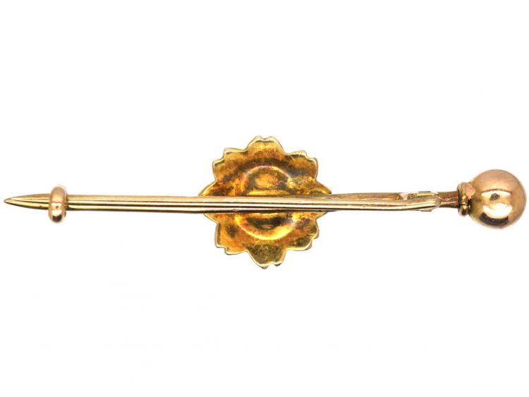 Edwardian 15ct Gold Pin & Flower Brooch set with Natural Split Pearls