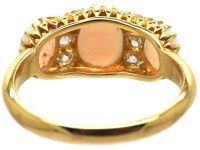 Victorian 18ct Gold, Three Stone Opal Ring with Diamonds in Between