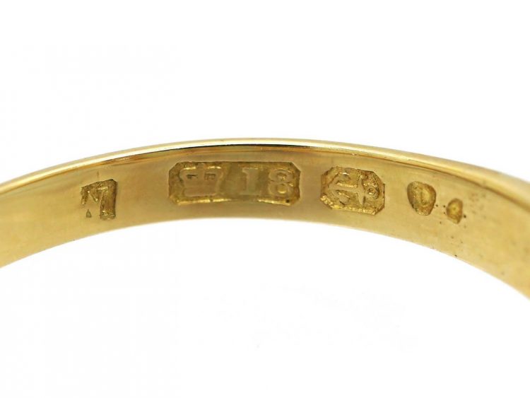 Victorian 18ct Gold, Three Stone Opal Ring with Diamonds in Between