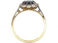Edwardian 18ct Gold & Platinum, Sapphire & Diamond Oval Cluster Ring