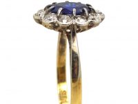 Edwardian 18ct Gold & Platinum, Sapphire & Diamond Oval Cluster Ring