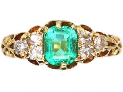 Victorian 18ct Gold, Emerald & Diamond Ring