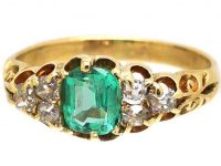 Victorian 18ct Gold, Emerald & Diamond Ring