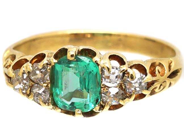 Victorian 18ct Gold, Emerald & Diamond Ring