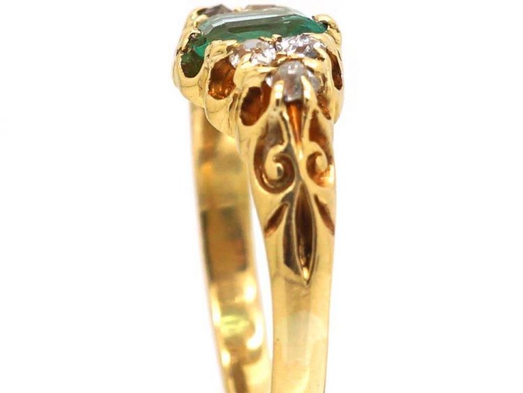 Victorian 18ct Gold, Emerald & Diamond Ring