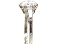 Art Deco Platinum 2.27 Carat Diamond Solitaire Ring with Tapered Baguette Diamond Shoulders