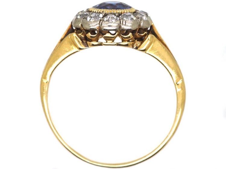 Edwardian 18ct Gold & Platinum, Sapphire & Diamond Cluster Ring