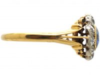 Edwardian 18ct Gold & Platinum, Sapphire & Diamond Cluster Ring