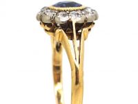 Edwardian 18ct Gold & Platinum, Sapphire & Diamond Cluster Ring