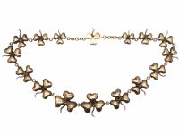 Georgian Silver & Gold Wash Back Trefoil Necklace set with Paste