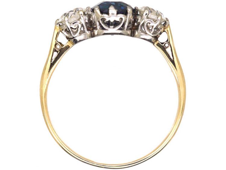 Edwardian 18ct Gold, Sapphire & Diamond Three Stone Ring