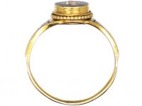 Victorian 18ct Gold Black Enamel Mourning Ring set with a Diamond