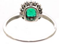 Edwardian Platinum, Emerald & Diamond Cluster Ring