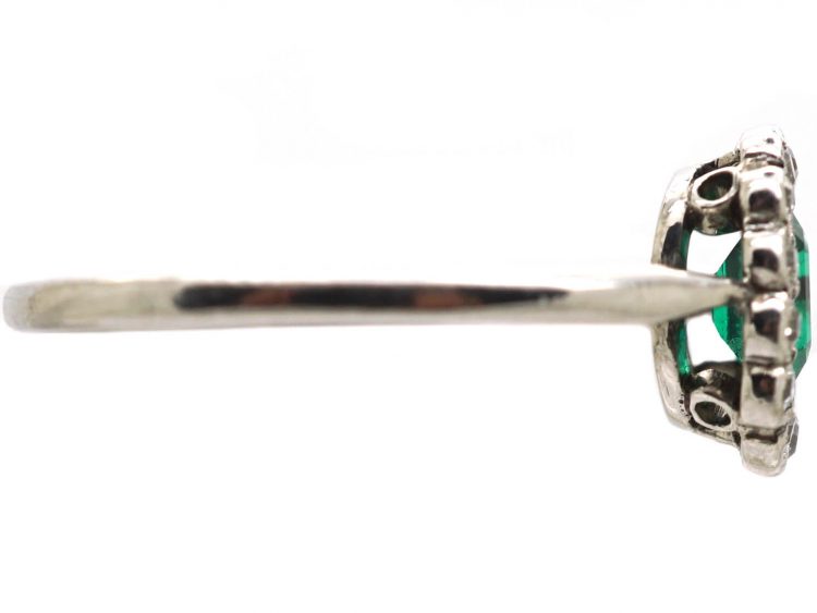 Edwardian Platinum, Emerald & Diamond Cluster Ring