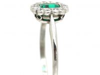 Edwardian Platinum, Emerald & Diamond Cluster Ring