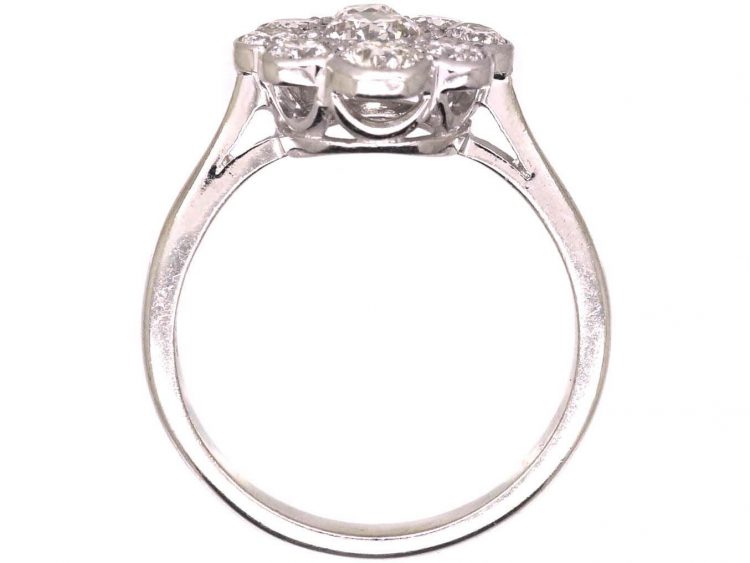 18ct White Gold Oval Diamond Cluster Ring