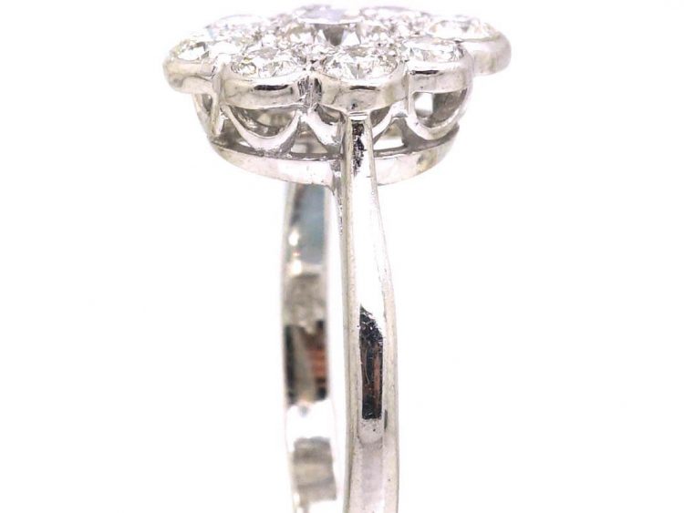 18ct White Gold Oval Diamond Cluster Ring