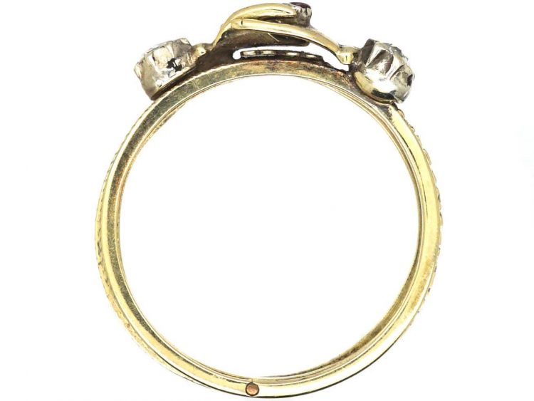 Georgian 15ct Gold Fede Ring set with Rose Diamonds & a Garnet