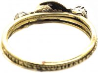 Georgian 15ct Gold Fede Ring set with Rose Diamonds & a Garnet