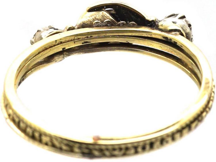 Georgian 15ct Gold Fede Ring set with Rose Diamonds & a Garnet