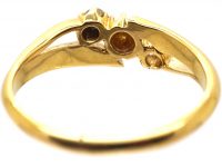 Victorian 18ct Gold Crossover Ring set with an Opal & Two Diamonds