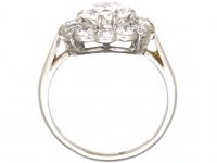 Art Deco Platinum Daisy Cluster Ring set with Diamonds