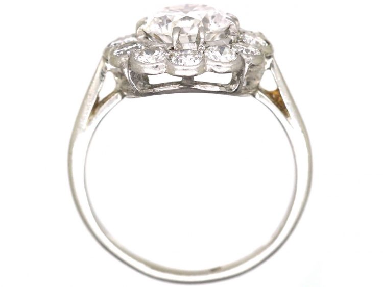 Art Deco Platinum Daisy Cluster Ring set with Diamonds